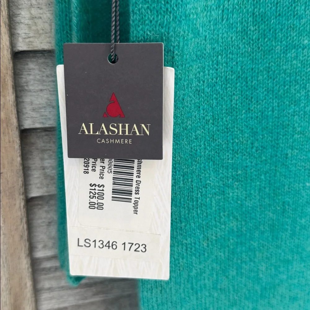236. Alaskan Cashmere Dress top Scarf Emerald Teal Knit NWT
